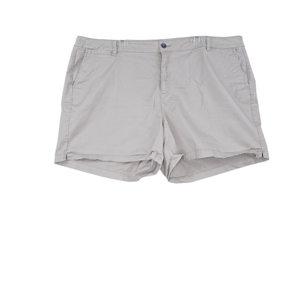 Lane Bryant Womens Khaki Chino Shorts Beige Size 26 Stretch Cotton Blend Casual